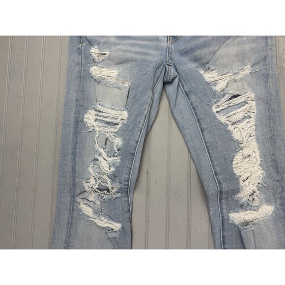 American Eagle Size 4 Short Womens Jeans 360 Super Stretch Distress Raw Hem - Picture 5 of 6